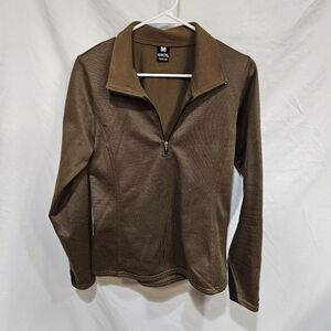KERRITS Women’s Size Medium Equestrian 1/4 Zip Pullover Top Brown Riding Horse